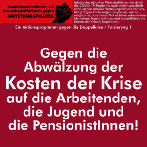 Gegen die Abwälzung der Kosten der Krise auf die Arbeitenden, die Jugend und die PensionistInnen!